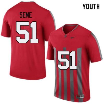 NCAA Ohio State Buckeyes Youth #51 Nick Seme Throwback Nike Football College Jersey QDN8145HX